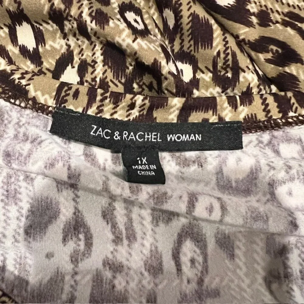 Zac & Rachel Brown, Beige & Ivory 3/4 Sleeve Blouse Size 1X